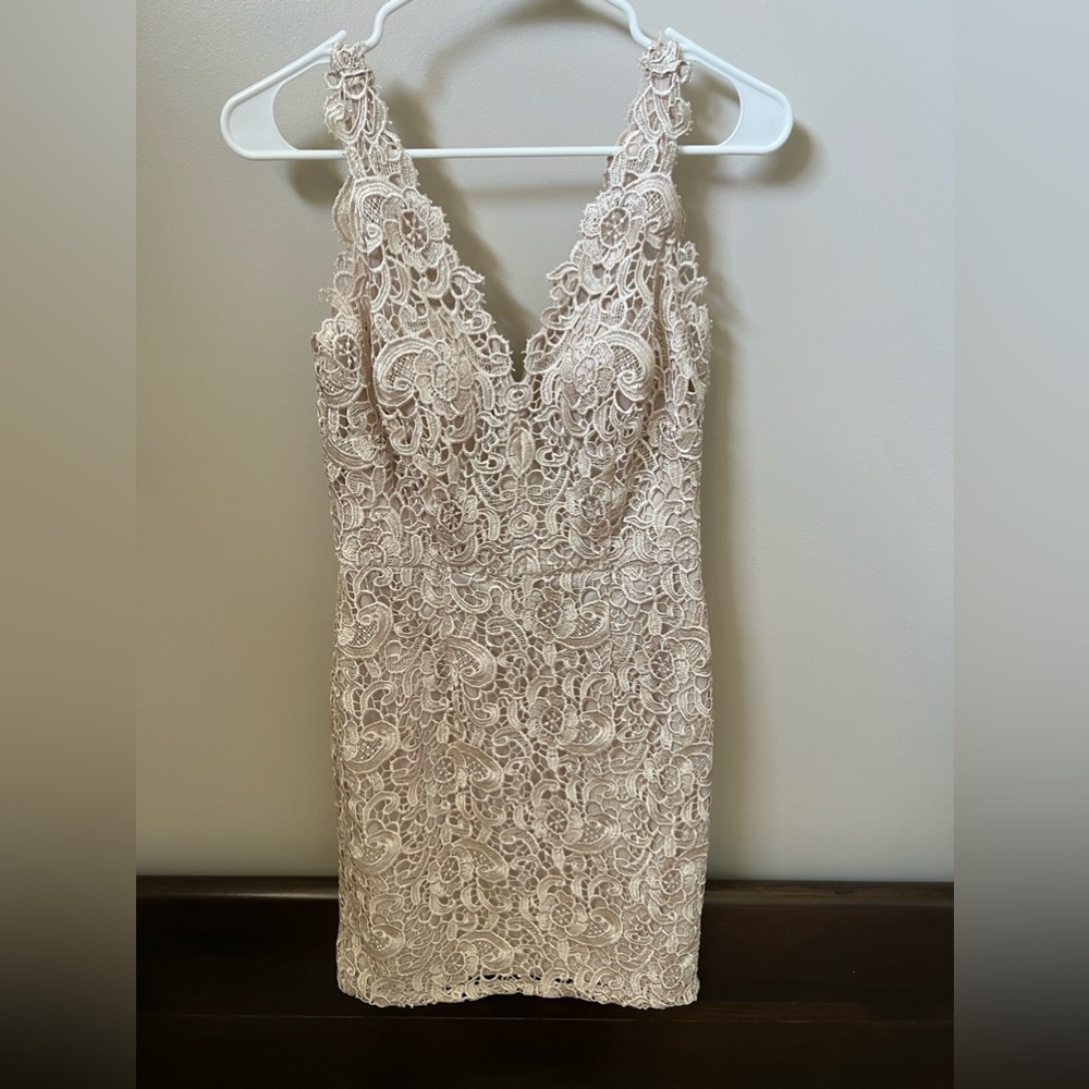Aidan Mattox Taupe Lace cocktail dress